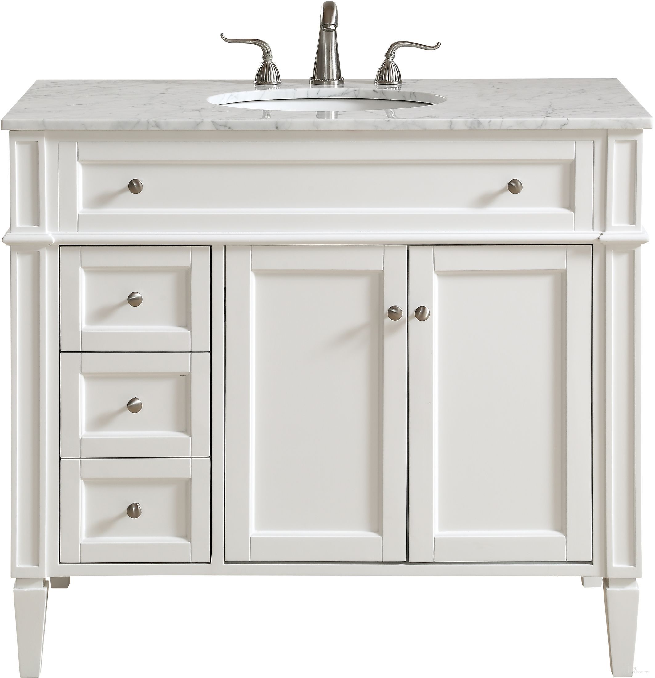 The appearance of Park Avenue 40" White Single Vanity Set designed by Elegant Lighting in the transitional interior design. This white piece of furniture was selected by 1StopBedrooms from Park Avenue Collection to add a touch of cosiness and style into your home. Sku: VF12540WH. Material: MDF.
