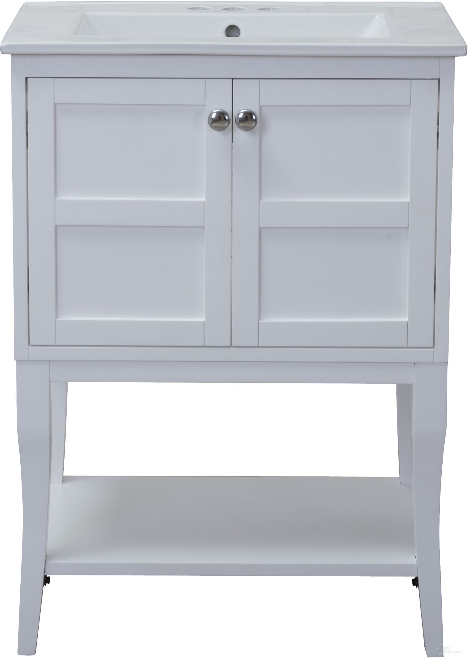 The appearance of Mason 24" White Vanity Set designed by Elegant Lighting in the transitional interior design. This white piece of furniture  was selected by 1StopBedrooms from Mason Collection to add a touch of cosiness and style into your home. Sku: VF2100. Material: Wood.
