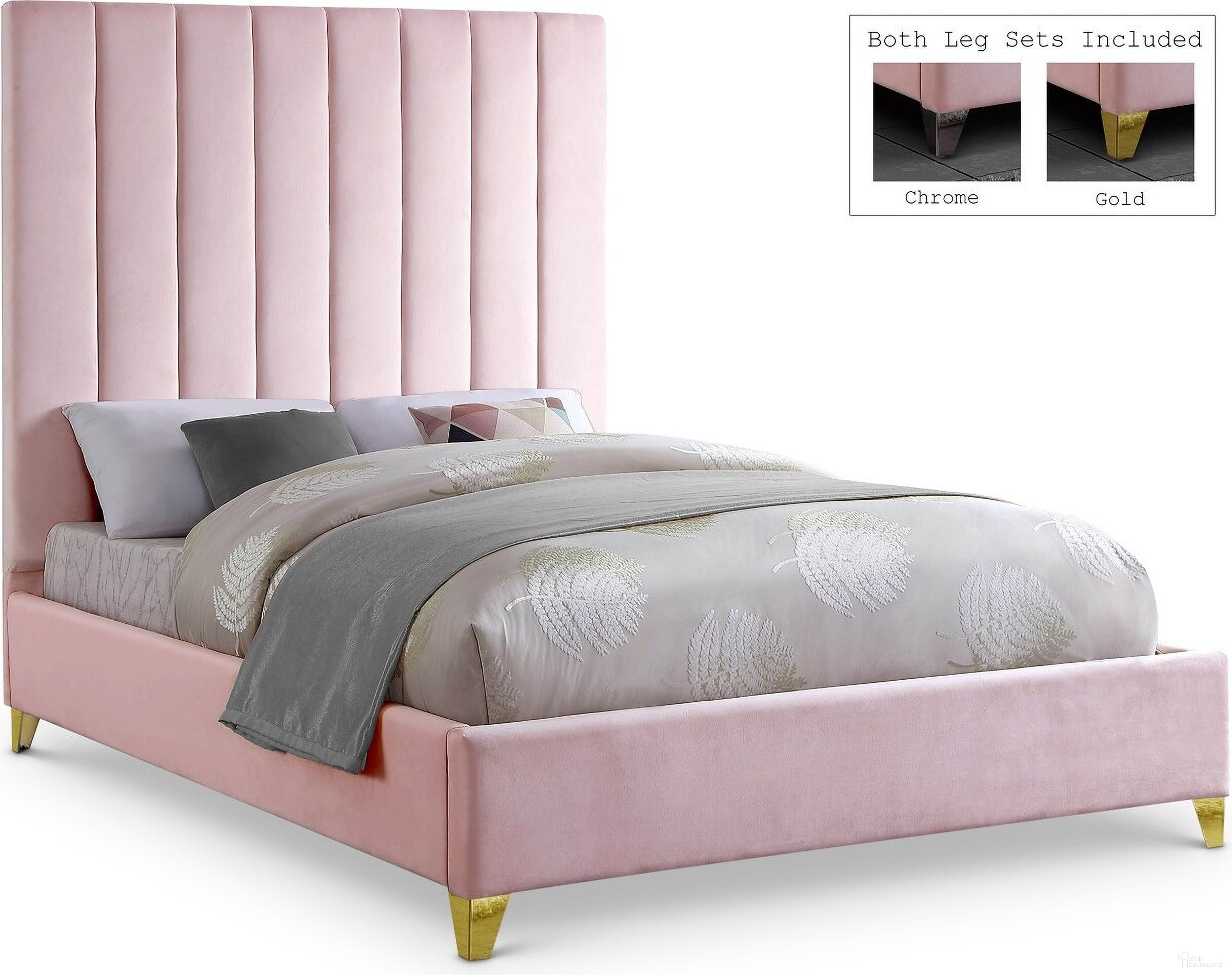 The appearance of Via Velvet Queen Bed In Pink designed by Meridian in the modern / contemporary interior design. This pink piece of furniture was selected by 1StopBedrooms from Via Collection to add a touch of cosiness and style into your home. Sku: ViaPink-Q Box 1/2 (HB/Slats);ViaPink-Q Box 2/2 (Sidrails/FB/Metal Bar/Hardware/Legs). Bed Type: Platform Bed. Bed Size: Queen. Material: Velvet.