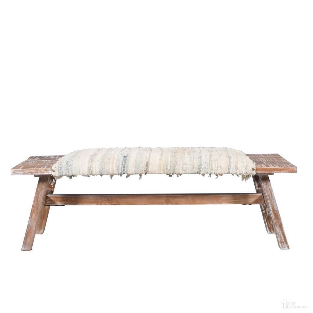 The appearance of Vibeo Striped Wood/Cotton Accent Bench In Brown and Multi designed by Rajani Home in the bohemian interior design. This brown and multi piece of furniture was selected by 1StopBedrooms from Tavine Collection to add a touch of cosiness and style into your home. Sku: 6C124259G03048. Material: Acacia Wood.