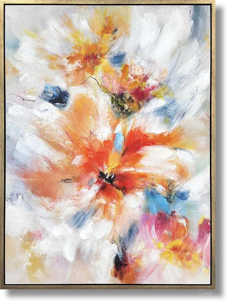 Vibrant Blossom Energy Canvas Wall Art In Gold