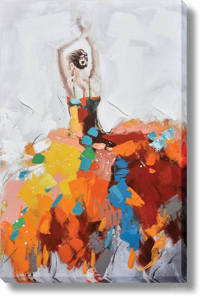 Vibrant Fiesta of Color Ballet Abstract Canvas Wall Art In Multi