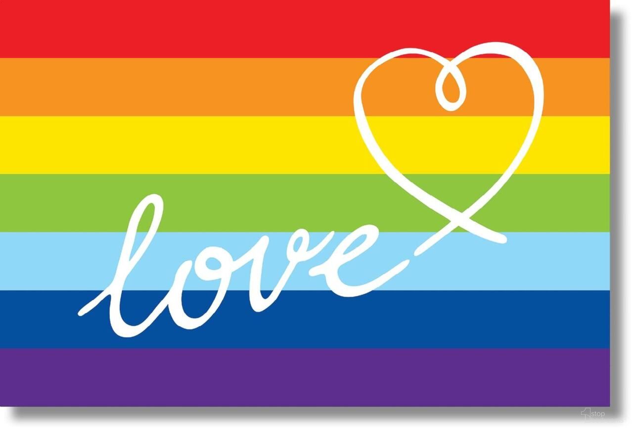 Vibrant Love Rainbow Frameless Tempered Glass Wall Art In Multi