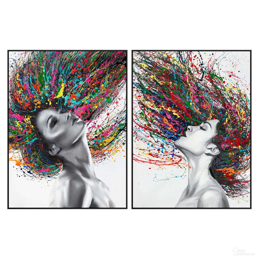 Vibrant Vivid Muse Dual Color Splash Portraits Canvas Wall Art Set of 2 In Multi