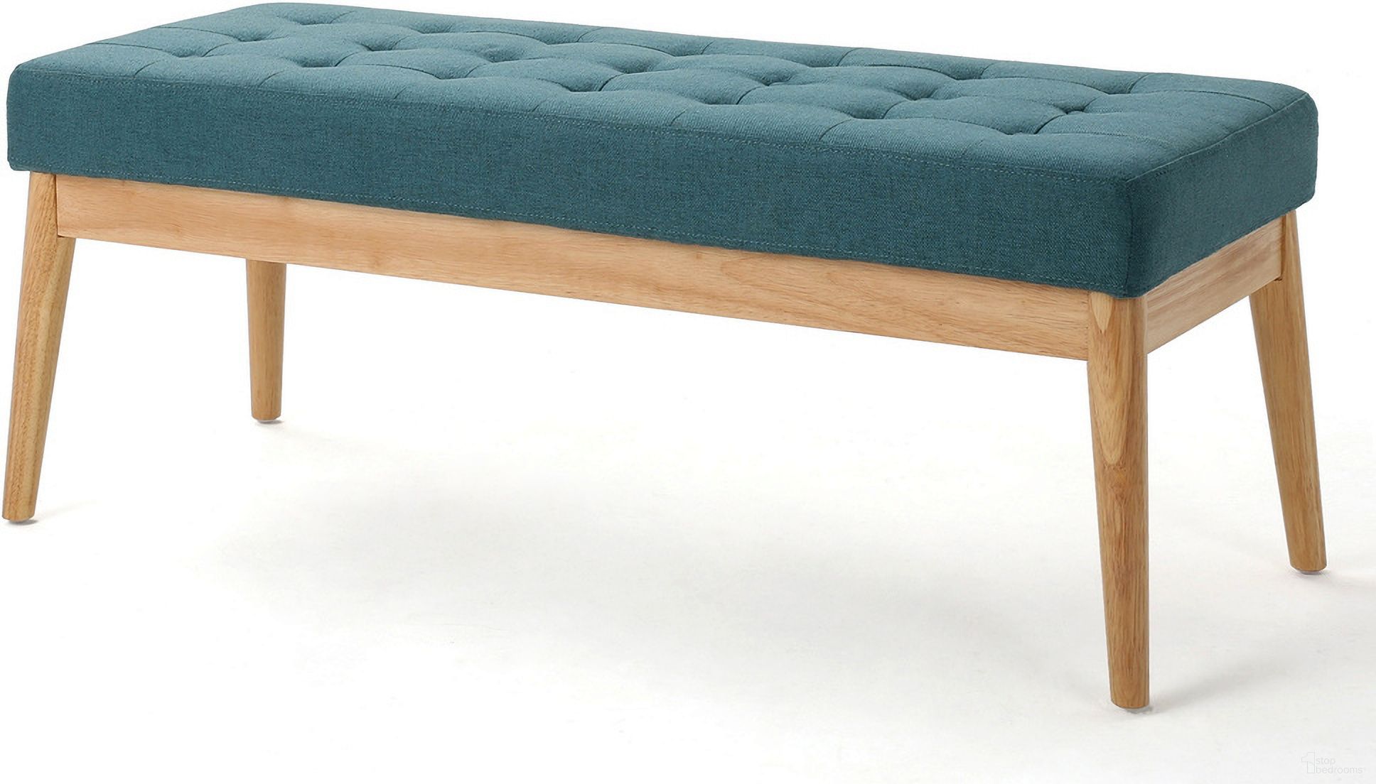 The appearance of Vibratory Button Tufted Upholstered Ottoman with Splayed Wooden Legs In Teal and Natural designed by Noble House in the transitional interior design. This teal piece of furniture was selected by 1StopBedrooms from Vibratory Collection to add a touch of cosiness and style into your home. Sku: 60407.00DTE. Material: Fabric.