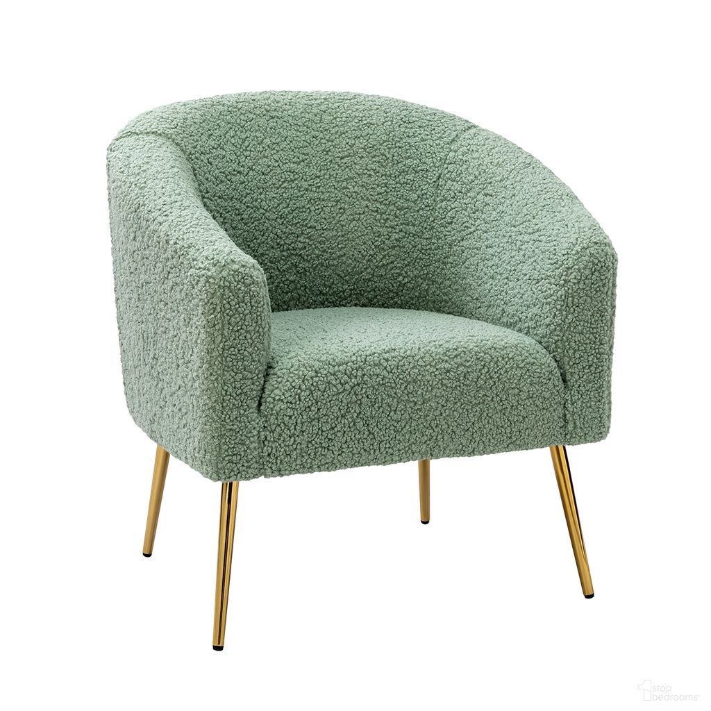 The appearance of Vicenza Barrel Chair In Sage designed by Karat Home in the interior design. This sage piece of furniture was selected by 1StopBedrooms from Vicenza Collection to add a touch of cosiness and style into your home. Sku: CHM0403-SAGE. Material: Sherpa Fabric.