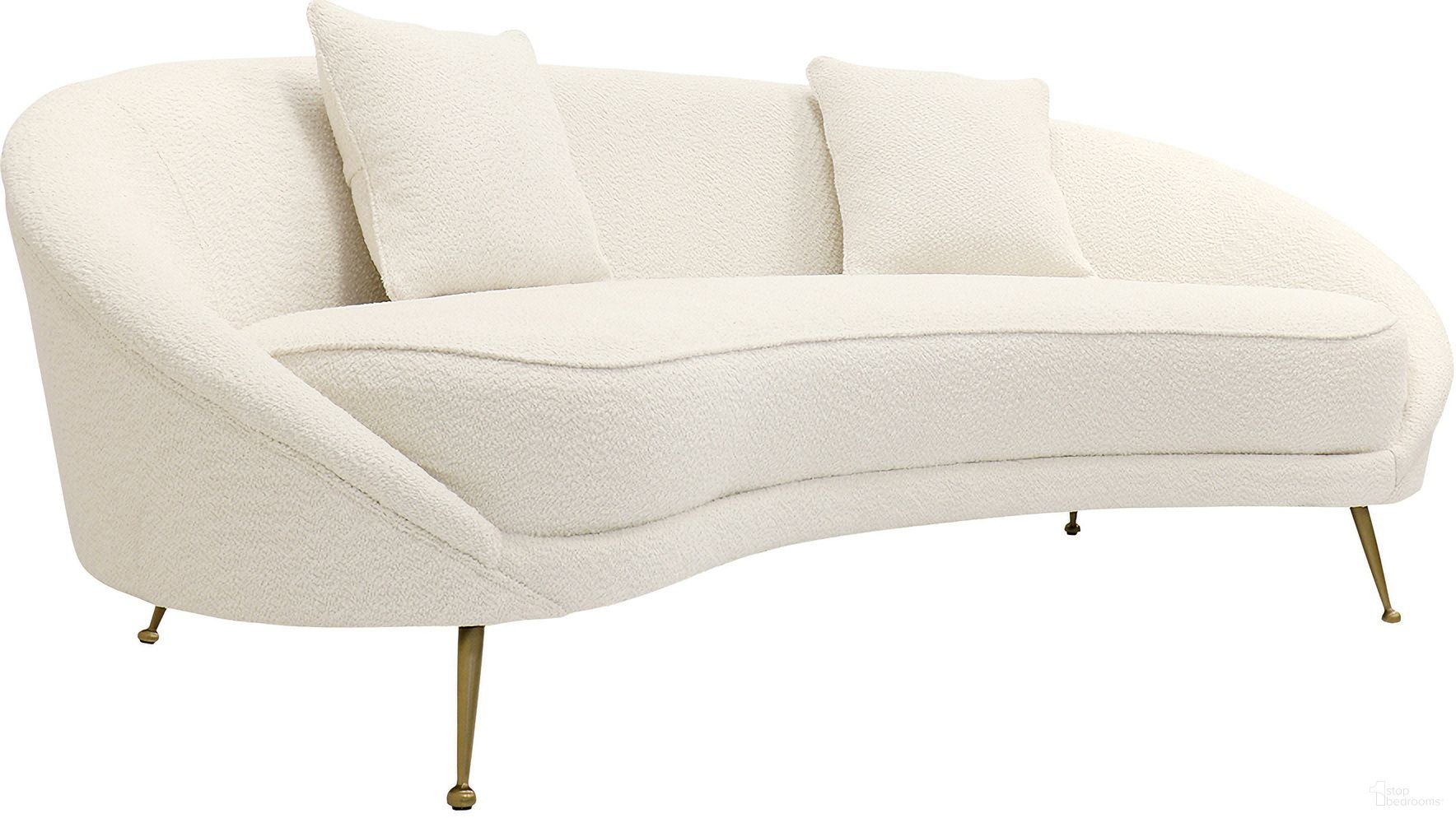 The appearance of Vicenza Upholstered Curved Sofa In Ivory and Gold designed by Pasargad Home in the transitional interior design. This ivory and gold piece of furniture was selected by 1StopBedrooms from Vicenza Collection to add a touch of cosiness and style into your home. Sku: SOFA-DS0440. Material: Poly.