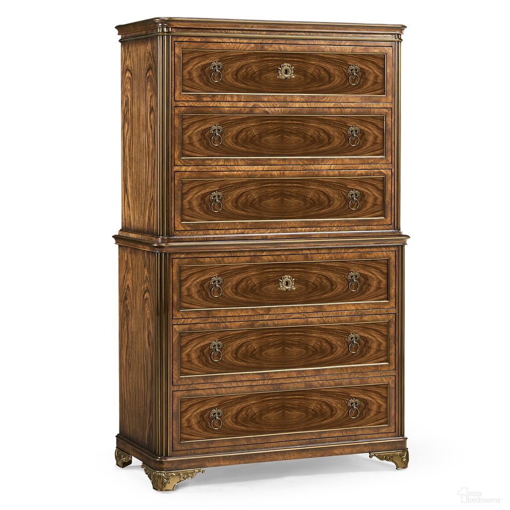 The appearance of Viceroy Chest of Drawers In Brown Santos designed by Jonathan Charles in the traditional interior design. This brown santos piece of furniture  was selected by 1StopBedrooms from Viceroy Collection to add a touch of cosiness and style into your home. Sku: 008-1-900-VBS-TP;008-1-900-VBS-BS. Material: Mahogany.