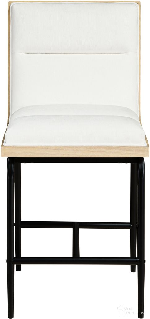 The appearance of Viceroy Fabric Upholstered Counter Stool Set of 2 In Cream and Matte Black designed by Meridian in the modern / contemporary interior design. This cream and matte black piece of furniture  was selected by 1StopBedrooms from Viceroy Collection to add a touch of cosiness and style into your home. Sku: 11099Cream-C. Material: Polyester.