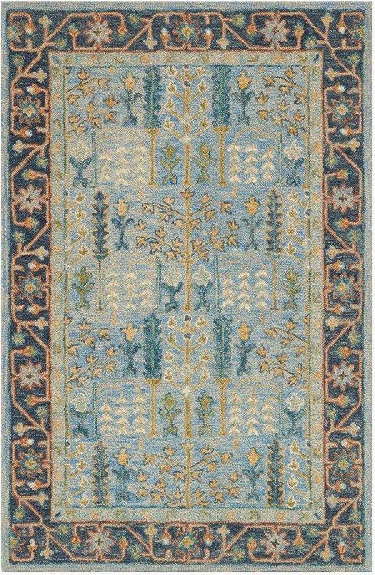 Victoria Lt Blue/Dk Blue 1'6" x 1'6" Rug