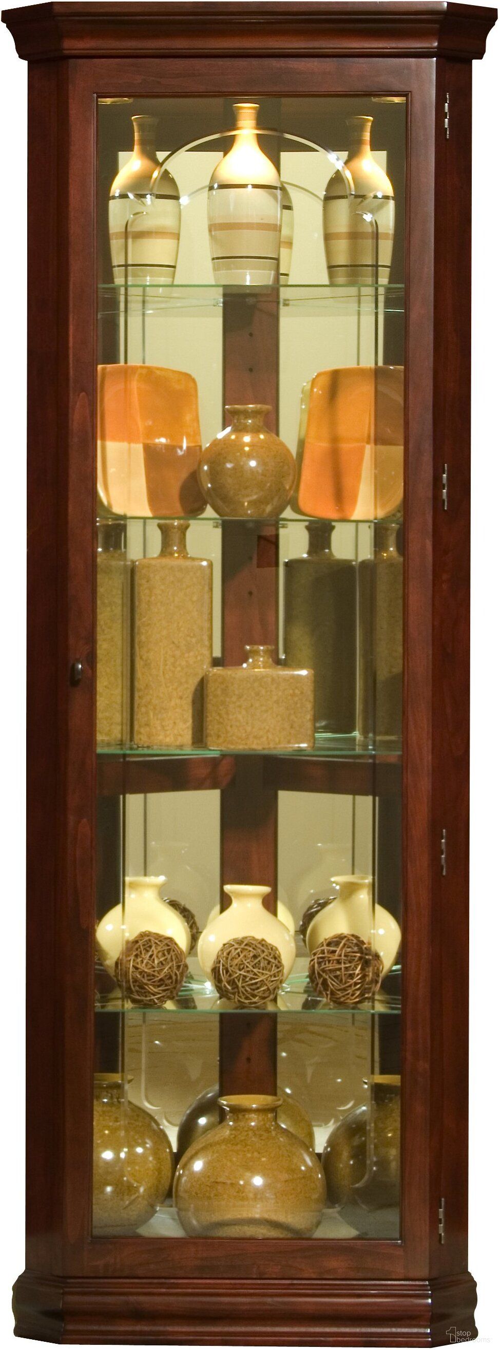 The appearance of Victorian Cherry Corner Curio designed by Pulaski in the traditional interior design. This brown piece of furniture was selected by 1StopBedrooms from Curios Collection to add a touch of cosiness and style into your home. Sku: 20205. Material: Wood.