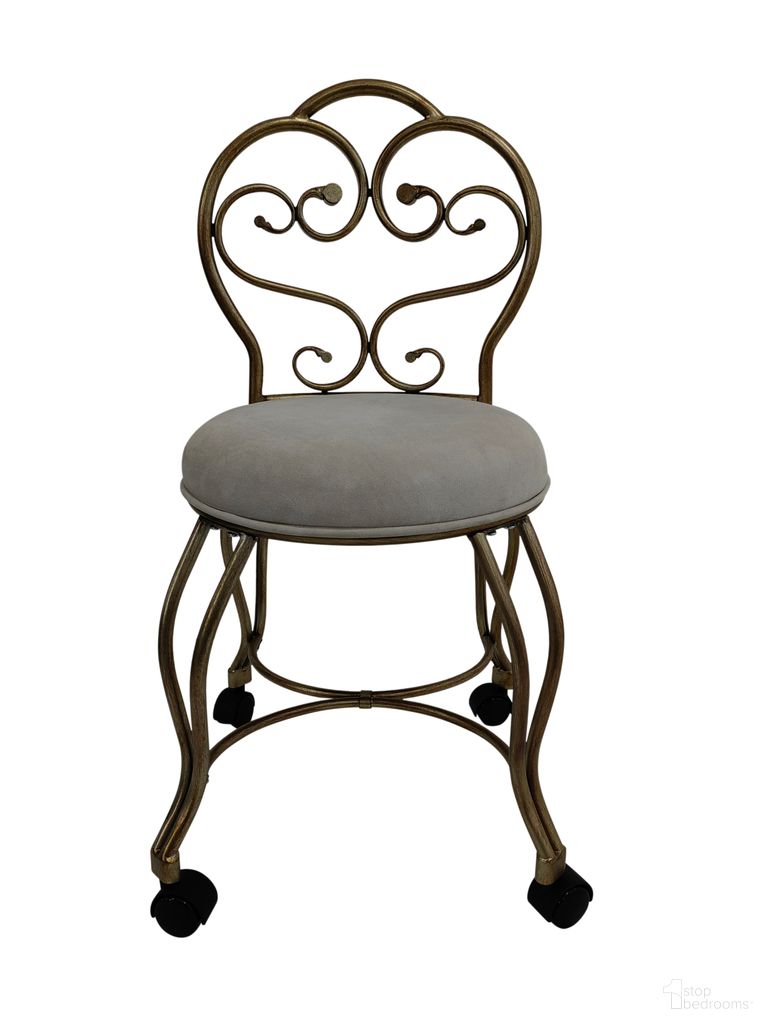The appearance of Victorian Vanity Stool with Back In Cream and Bronze designed by Carolina Living in the modern / contemporary interior design. This cream and bronze piece of furniture  was selected by 1StopBedrooms from Victorian Collection to add a touch of cosiness and style into your home. Sku: VS-1734-DS-CMBZ. Material: Metal.
