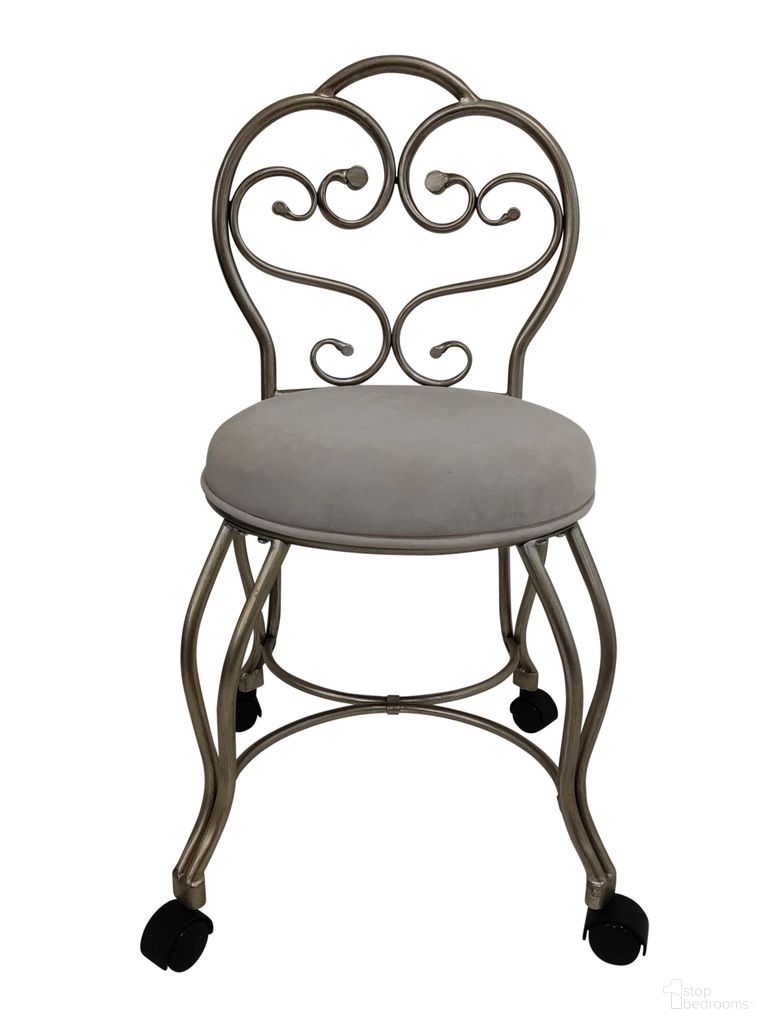 The appearance of Victorian Vanity Stool with Back In Silver and Cream designed by Carolina Living in the modern / contemporary interior design. This silver/cream piece of furniture  was selected by 1StopBedrooms from Victorian Collection to add a touch of cosiness and style into your home. Sku: VS-1734-DS-CMSV. Material: Metal.