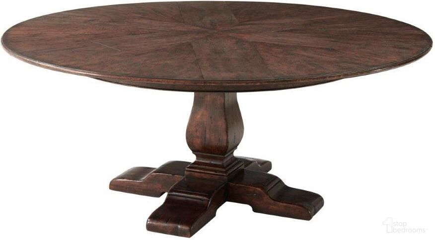 The appearance of Victory Oak Jupe Ii Dining Table designed by Theodore Alexander in the traditional interior design. This  piece of furniture  was selected by 1StopBedrooms from Althorp - Victory Oak Collection to add a touch of cosiness and style into your home. Sku: AL54038. Table Base Style: Pedestal. Table Top Shape: Round. Material: Wood. Size: 72".