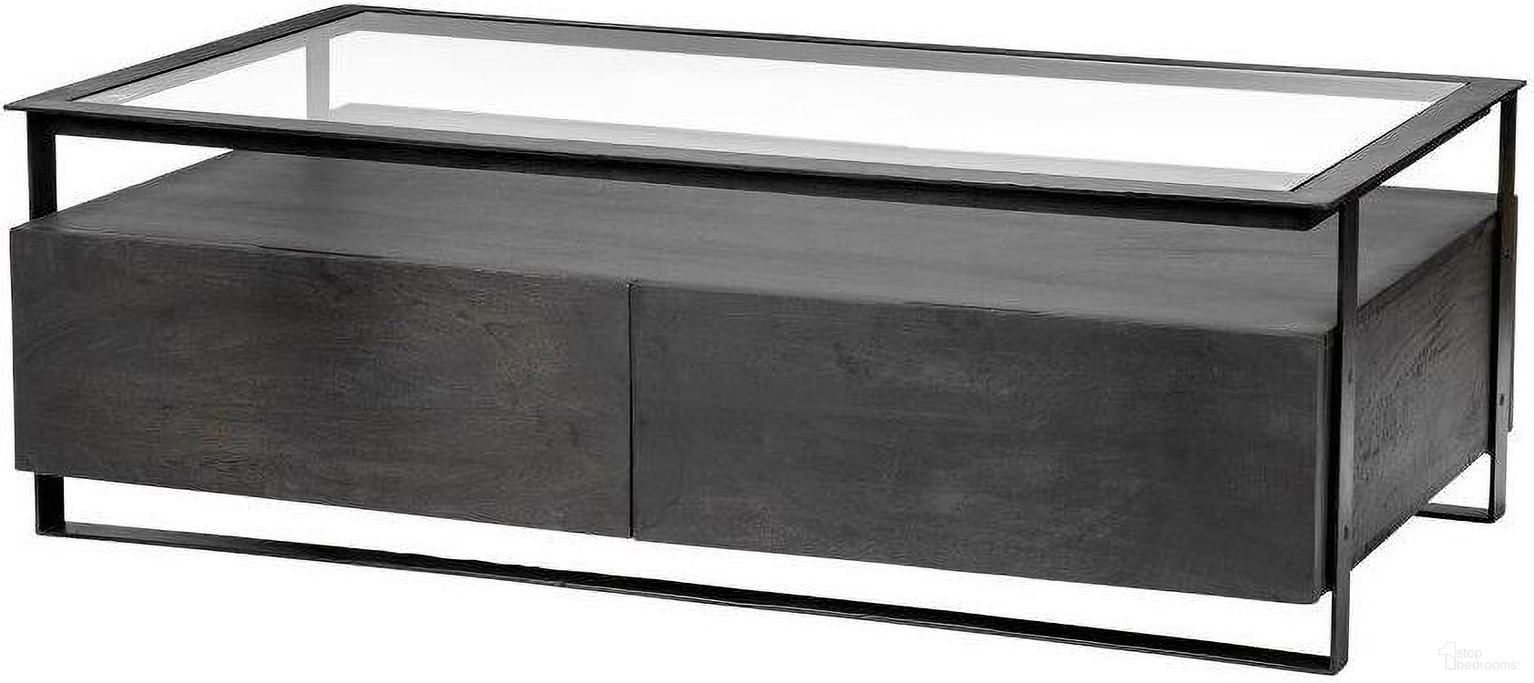 The appearance of Vidro Rectangular Glass Top Black Solid Wood Drawers And Black Frame Coffee Table designed by Mercana in the modern / contemporary interior design. This black piece of furniture was selected by 1StopBedrooms from Vidro Collection to add a touch of cosiness and style into your home. Sku: 68207. Material: Wood.
