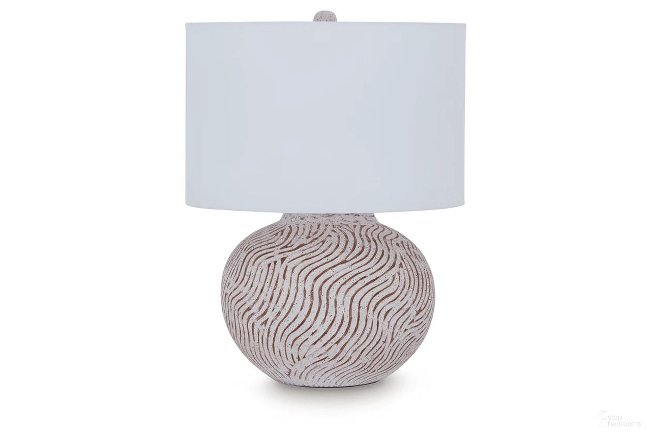 Vien Terracotta Table Lamp In Distressed White