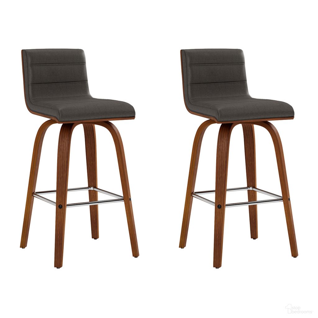 Vienna 26 Inch Swivel Counter Stool Set of 2 In Walnut and Grey