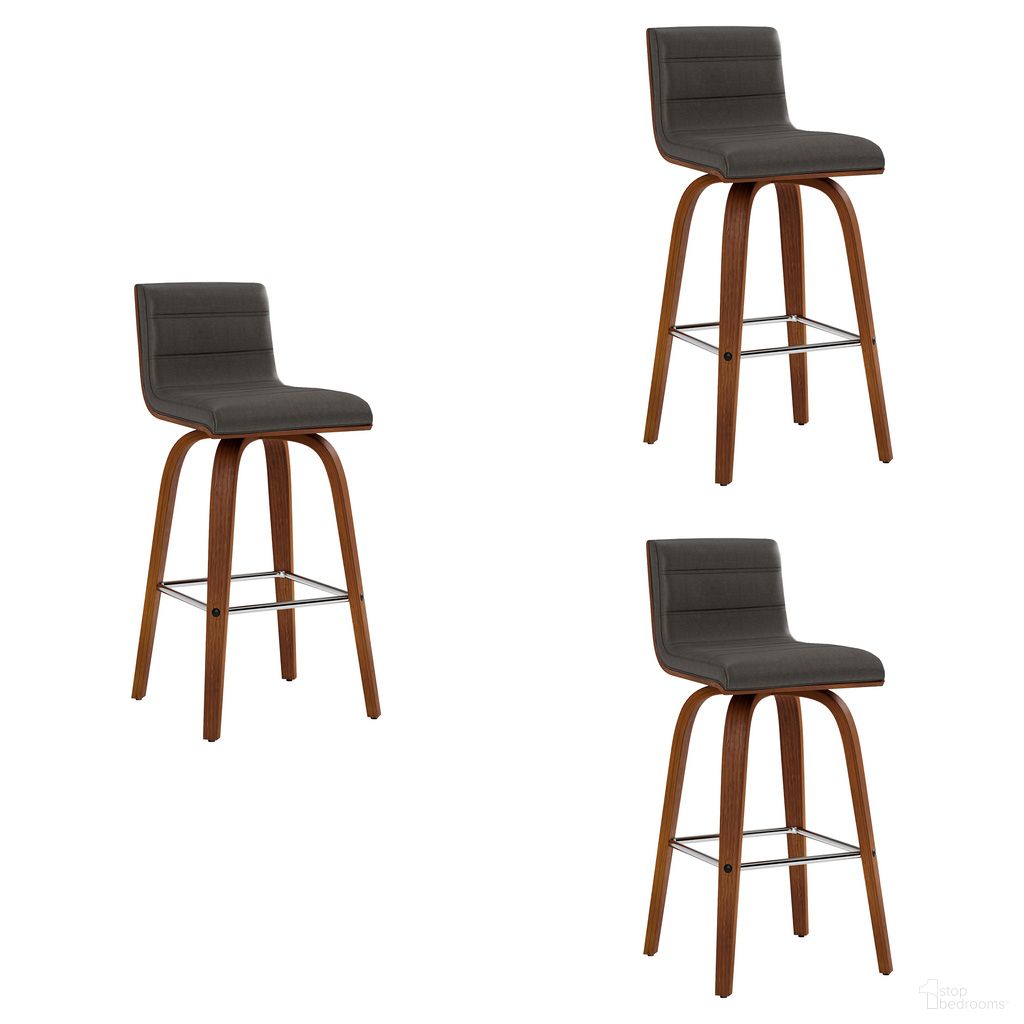 Vienna 26 Inch Swivel Counter Stool Set of 3 In Walnut and Grey