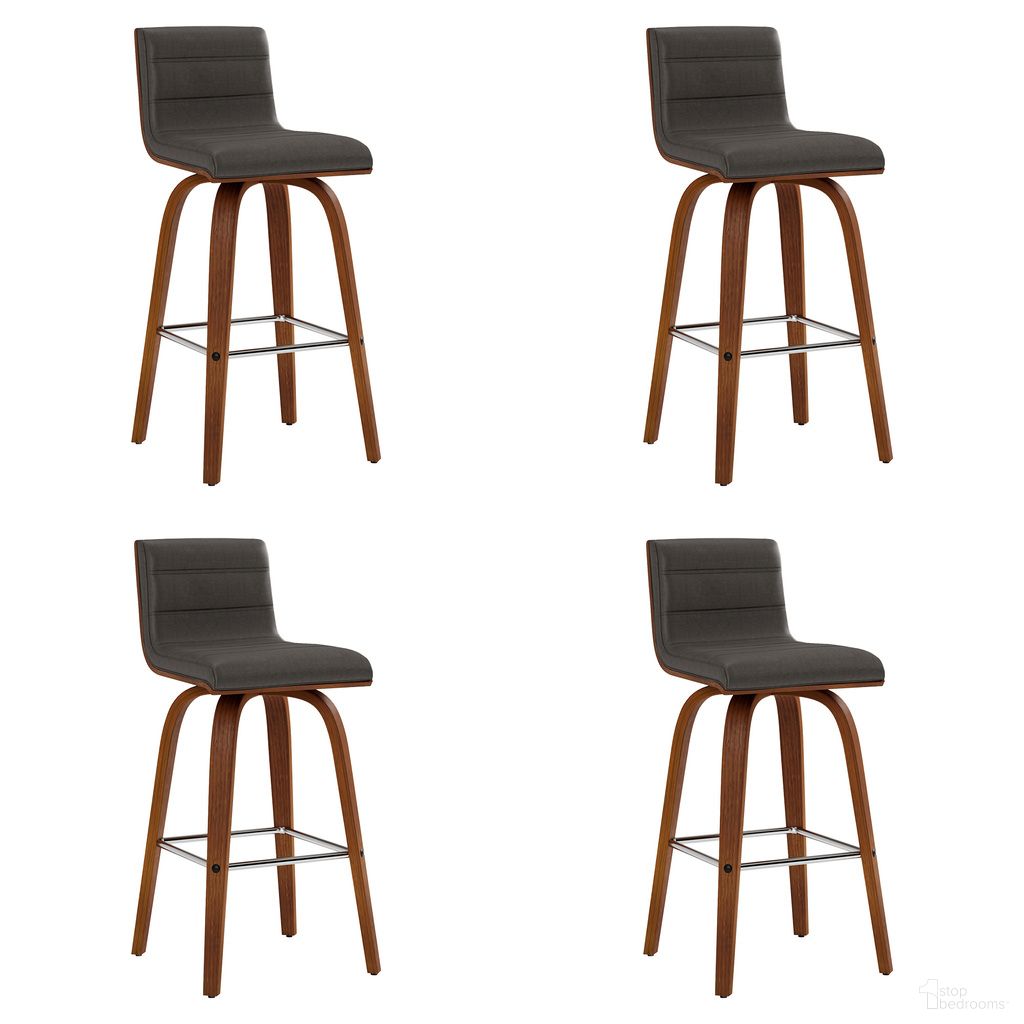 Vienna 26 Inch Swivel Counter Stool Set of 4 In Walnut and Grey
