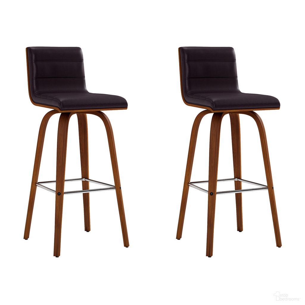 Vienna 30 Inch Swivel Bar Stool Set of 2 In Walnut and Brown