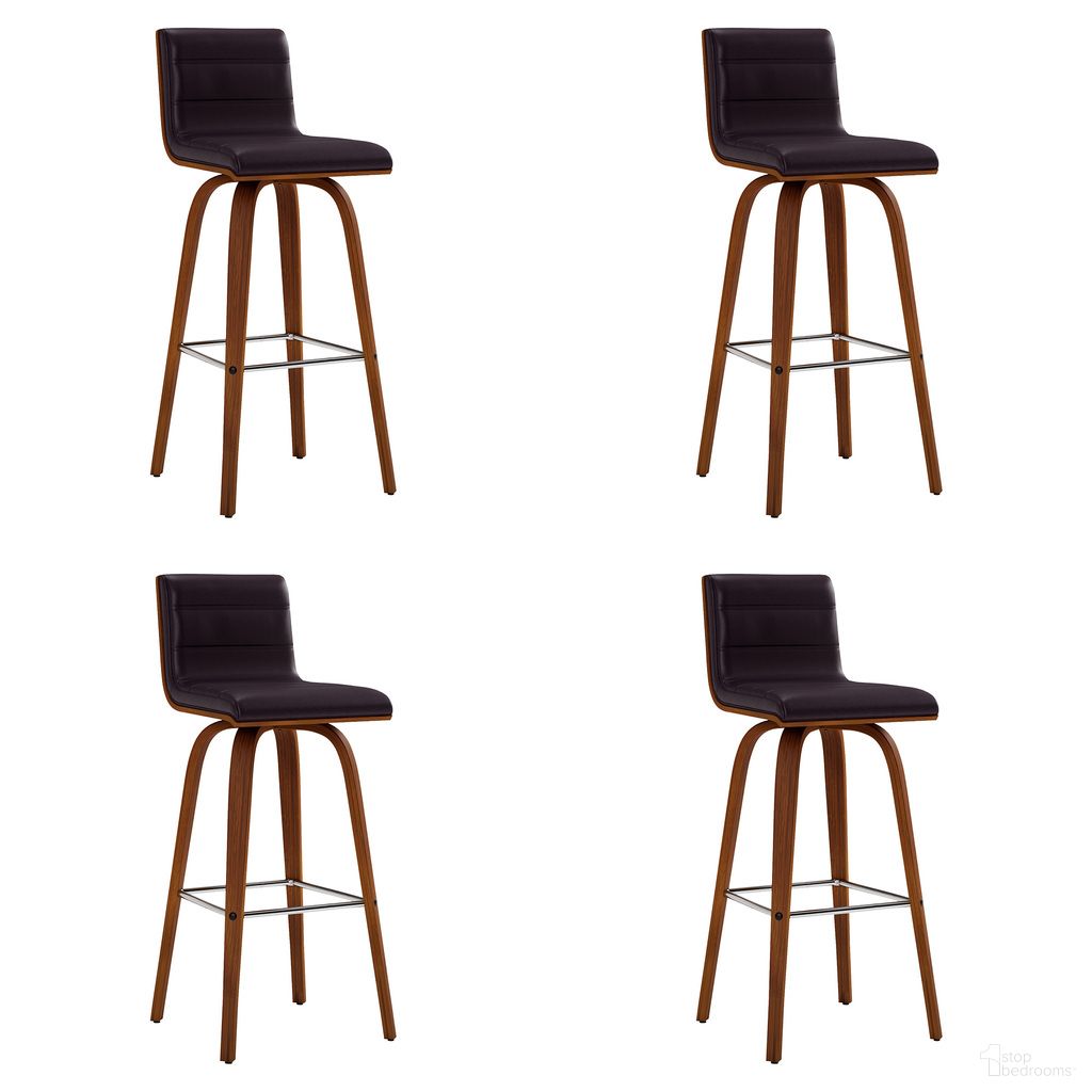 Vienna 30 Inch Swivel Bar Stool Set of 4 In Walnut and Brown