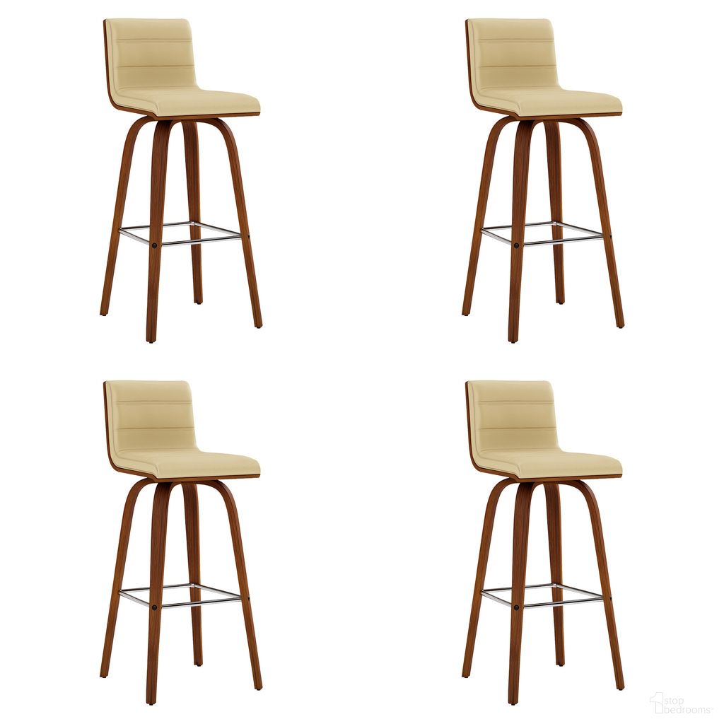Vienna 30 Inch Swivel Bar Stool Set of 4 In Walnut and Cream