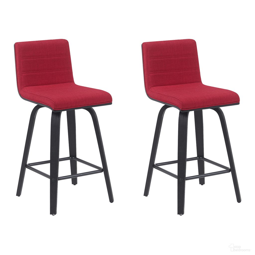 The appearance of Vienna Counter Height Swivel Bar Stool Set of 2 In Red designed by Armen Living in the modern / contemporary interior design. This red piece of furniture was selected by 1StopBedrooms from Vienna Collection to add a touch of cosiness and style into your home. Sku: LCVIBARDBL26;LCVIBARDBL26. Material: Metal.