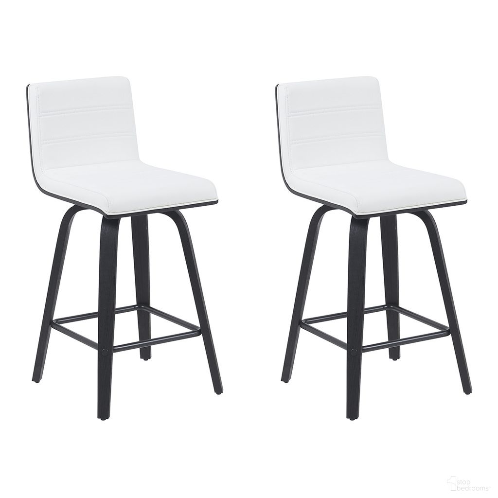 Vienna Counter Height Swivel Bar Stool Set of 2 In Snow White and Black