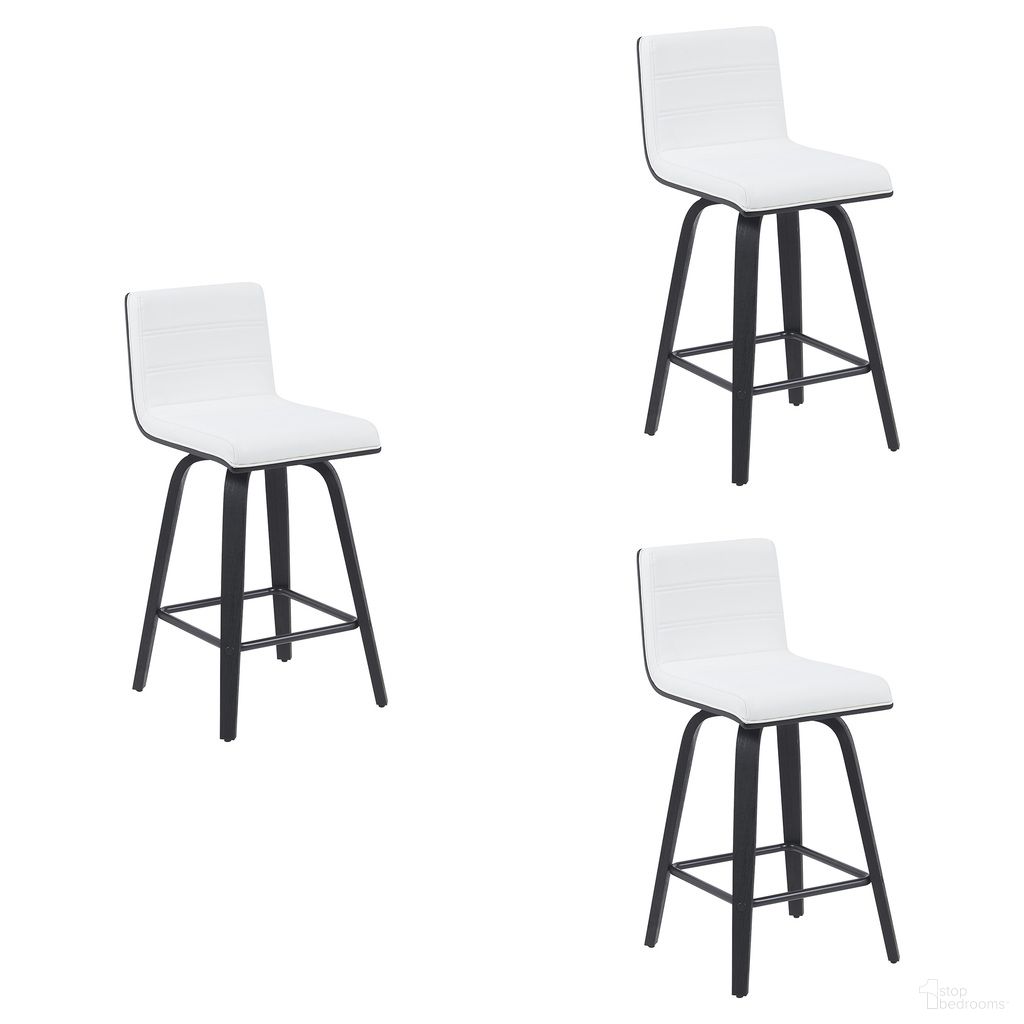 Vienna Counter Height Swivel Bar Stool Set of 3 In Snow White and Black