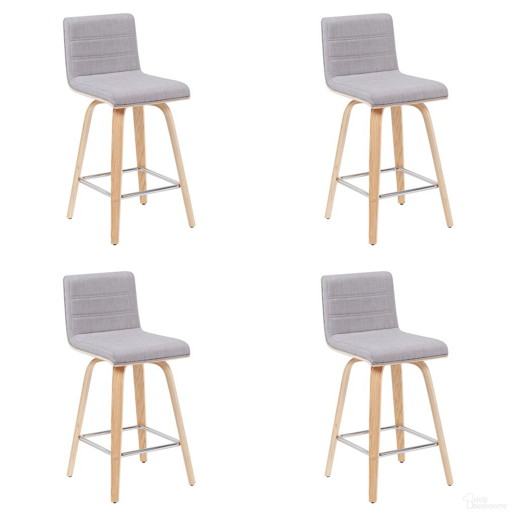 Vienna Counter Height Swivel Bar Stool Set of 4 In Grey and Patterned Oak