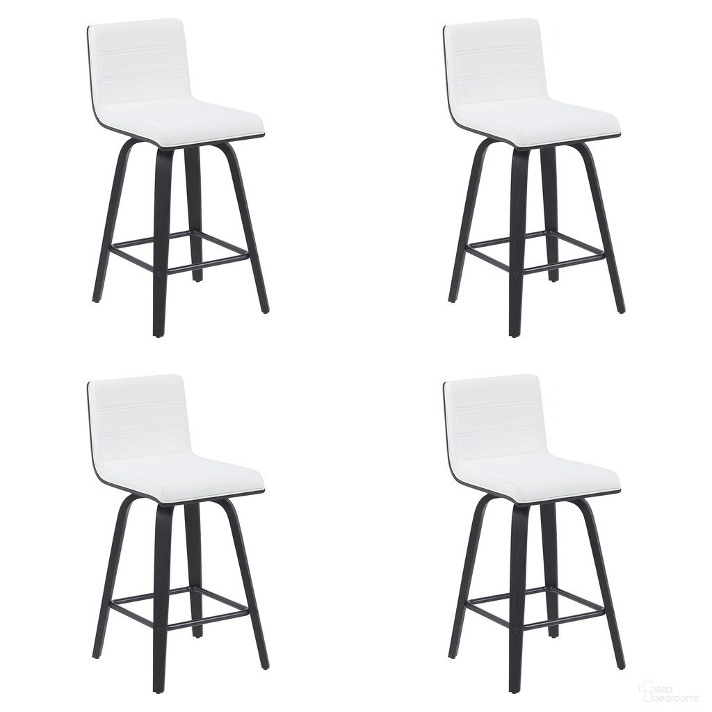 Vienna Counter Height Swivel Bar Stool Set of 4 In Snow White and Black