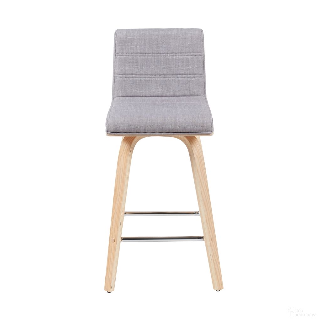 Vienna Counter Height Swivel Barstool with Upholstered Seat and Wood Frame In Oak and Gray