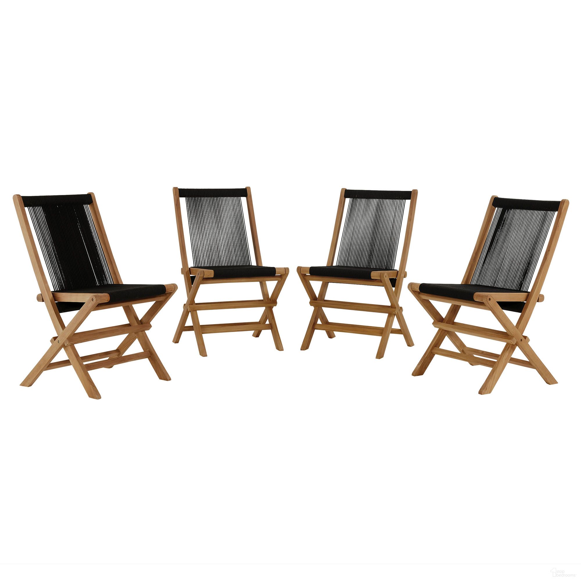 The appearance of Vienna Outdoor Patio Teak and Rope Folding Chairs Set of 4 In Natural and Black designed by Modway in the modern / contemporary interior design. This natural/black piece of furniture was selected by 1StopBedrooms from Vienna Collection to add a touch of cosiness and style into your home. Sku: EEI-6807-NAT-BLK. Material: Teak.
