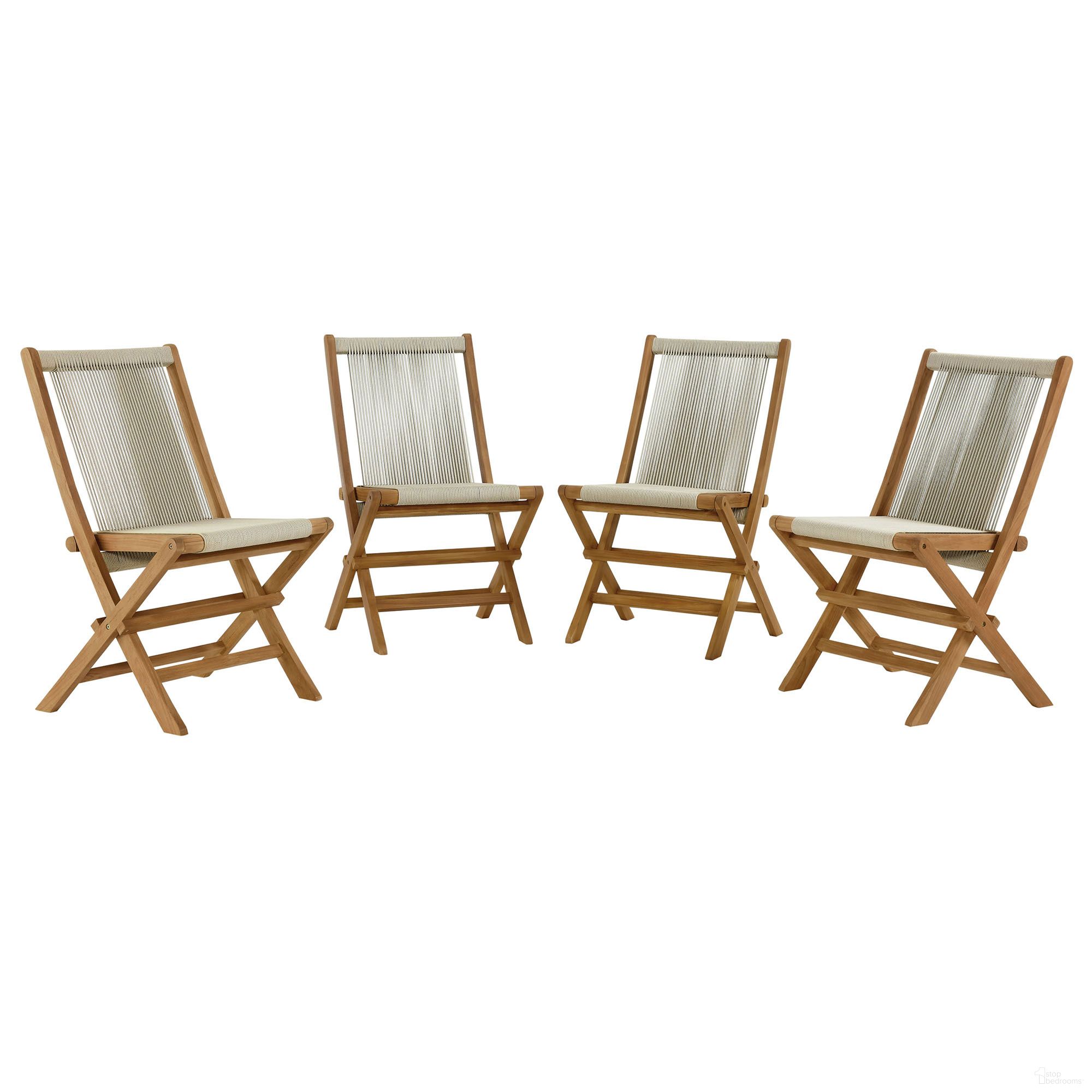 The appearance of Vienna Outdoor Patio Teak and Rope Folding Chairs Set of 4 In Natural designed by Modway in the modern / contemporary interior design. This natural piece of furniture was selected by 1StopBedrooms from Vienna Collection to add a touch of cosiness and style into your home. Sku: EEI-6807-NAT-NAT. Material: Teak.