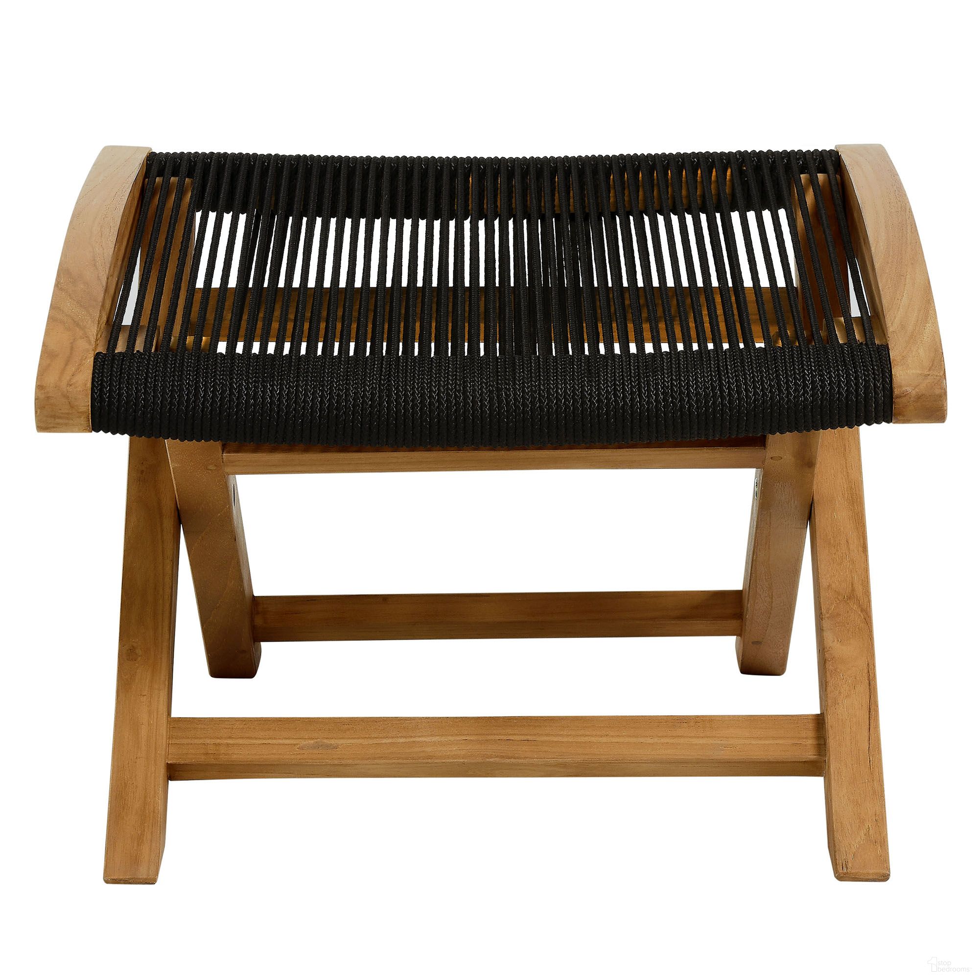 The appearance of Vienna Outdoor Patio Teak and Rope Folding Ottoman In Natural and Black designed by Modway in the modern / contemporary interior design. This natural/black piece of furniture was selected by 1StopBedrooms from Vienna Collection to add a touch of cosiness and style into your home. Sku: EEI-6809-NAT-BLK. Material: Teak.