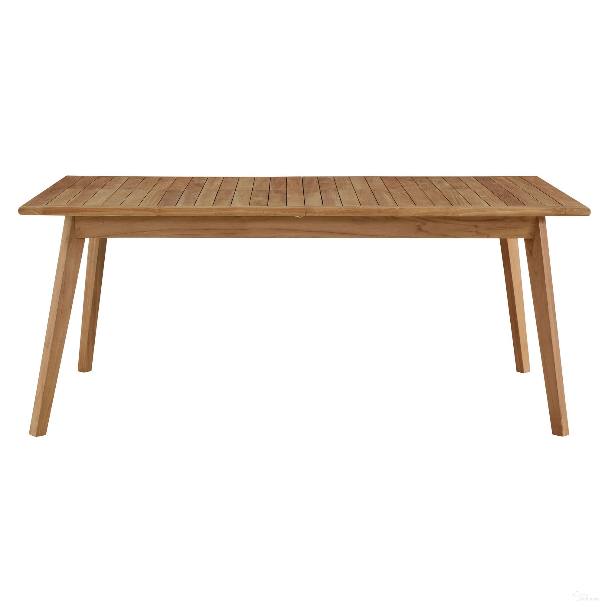 The appearance of Vienna Outdoor Patio Teak Wood Extendable Dining Table In Natural designed by Modway in the modern / contemporary interior design. This natural piece of furniture was selected by 1StopBedrooms from Vienna Collection to add a touch of cosiness and style into your home. Sku: EEI-6813-NAT. Material: Teak Wood.