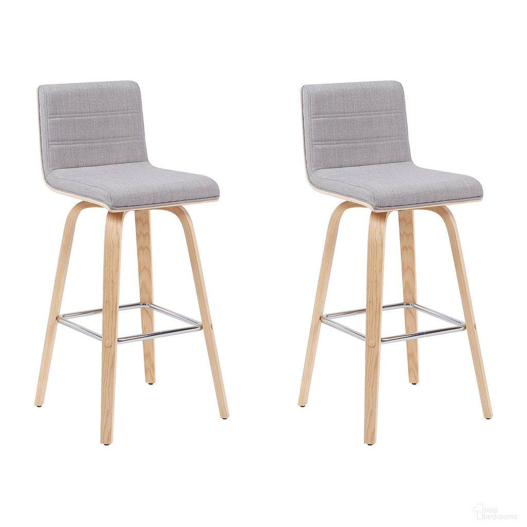 Vienna Swivel Bar Height Stool Set of 2 In Grey and Patterned Oak