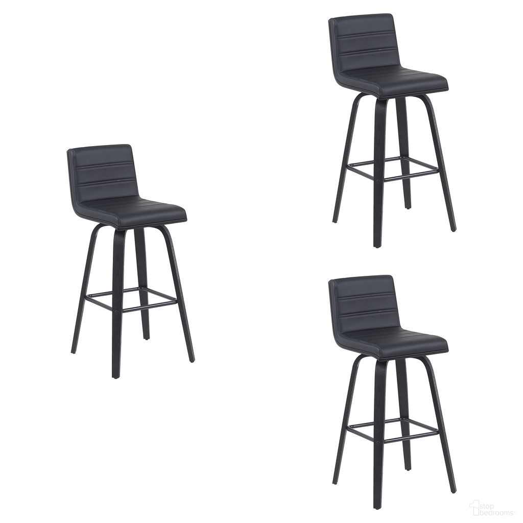Vienna Swivel Bar Height Stool Set of 3 In Black