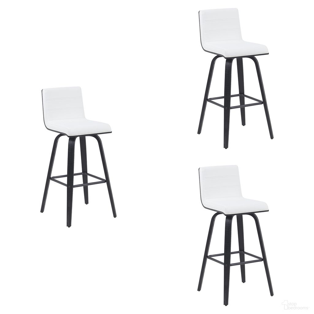 Vienna Swivel Bar Height Stool Set of 3 In Snow White and Black