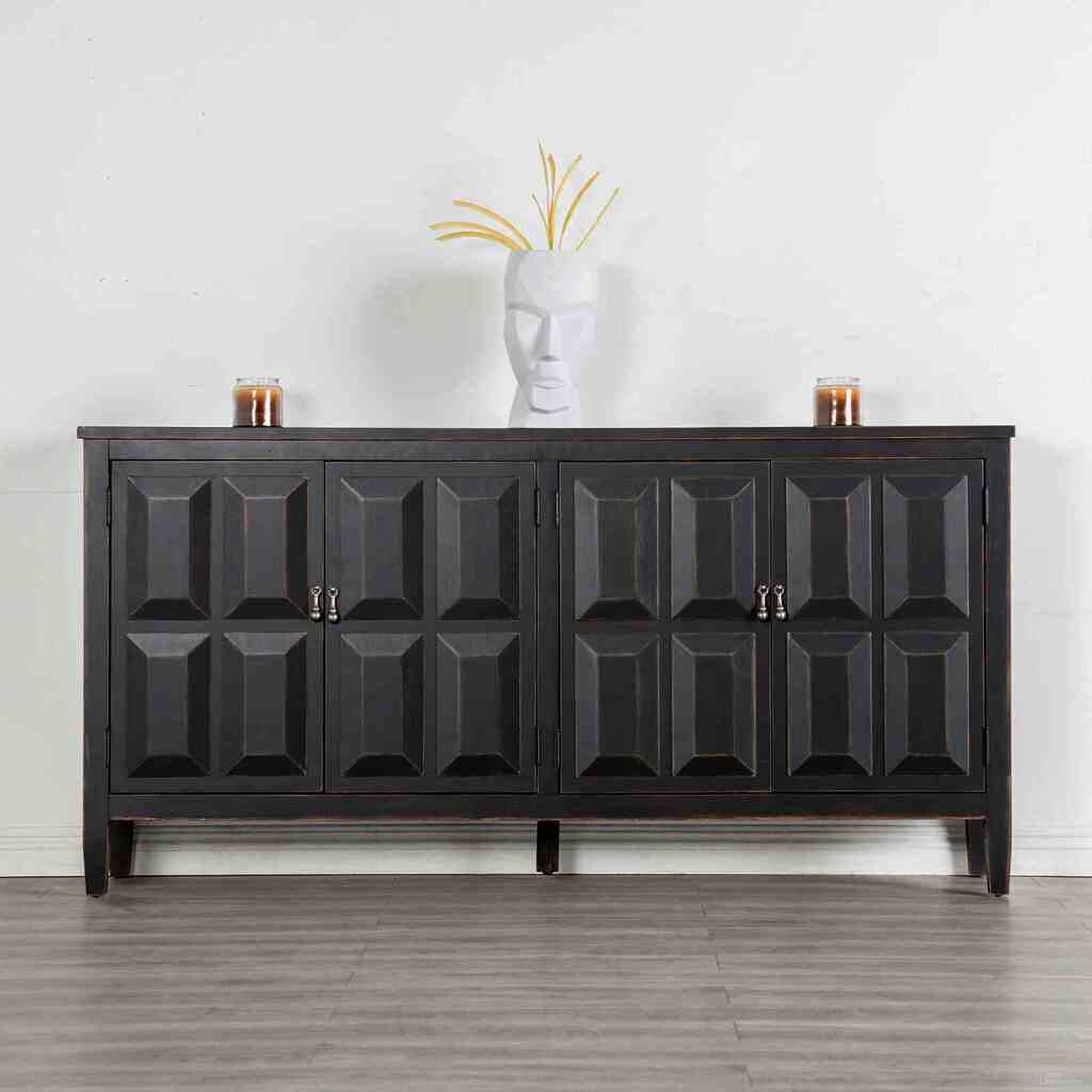 The appearance of Viggo 4 Door Cabinet In Weathered Black designed by Furniture of America in the modern / contemporary interior design. This weathered black piece of furniture was selected by 1StopBedrooms from Viggo Collection to add a touch of cosiness and style into your home. Sku: FM39006BK-SV. Material: Solid Pine.