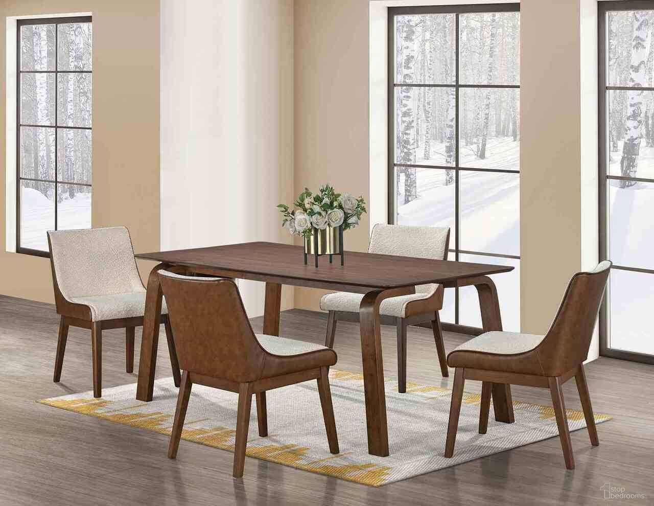 The appearance of Viken Dining Table In Walnut designed by Furniture of America in the modern / contemporary interior design. This walnut piece of furniture was selected by 1StopBedrooms from Viken Collection to add a touch of cosiness and style into your home. Sku: FM3213WN-T-1;FM3213WN-T-2. Table Base Style: Legs. Material: Fabric. Table Top Shape: Rectangular. Size: 35" x 71".
