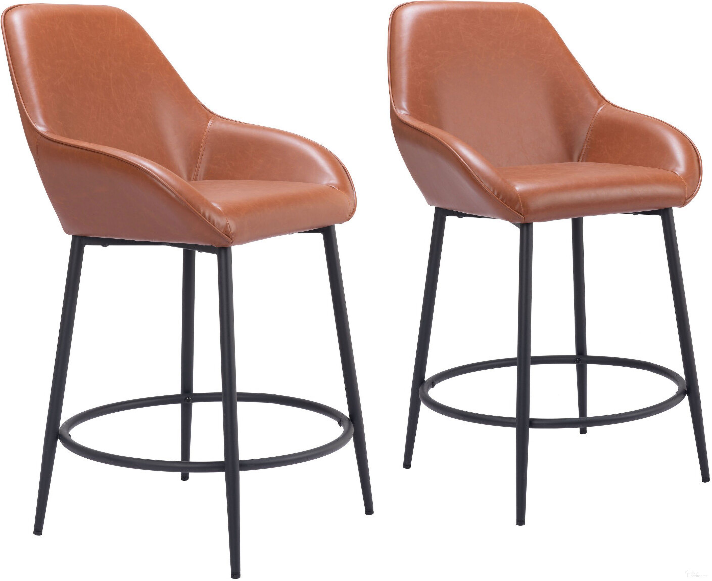 The appearance of Vila Counter Stool Set of 2 In Brown designed by Zuo Modern in the modern / contemporary interior design. This brown piece of furniture was selected by 1StopBedrooms from Vila Collection to add a touch of cosiness and style into your home. Sku: 109952. Material: Steel.
