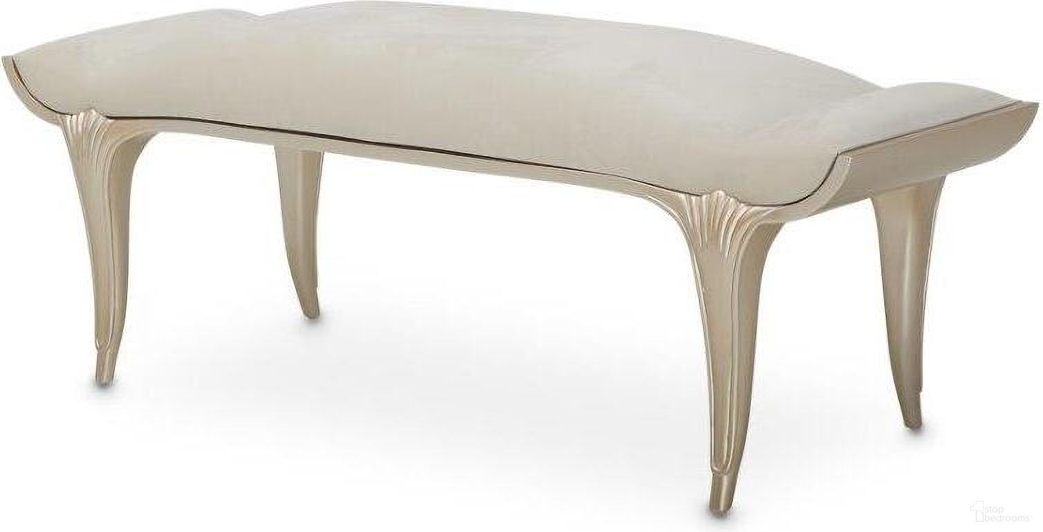 The appearance of Villa Cherie Bed Bench In Caramel designed by Michael Amini in the transitional interior design. This caramel piece of furniture was selected by 1StopBedrooms from Villa Collection to add a touch of cosiness and style into your home. Sku: N9008904-134. Material: Polyester.