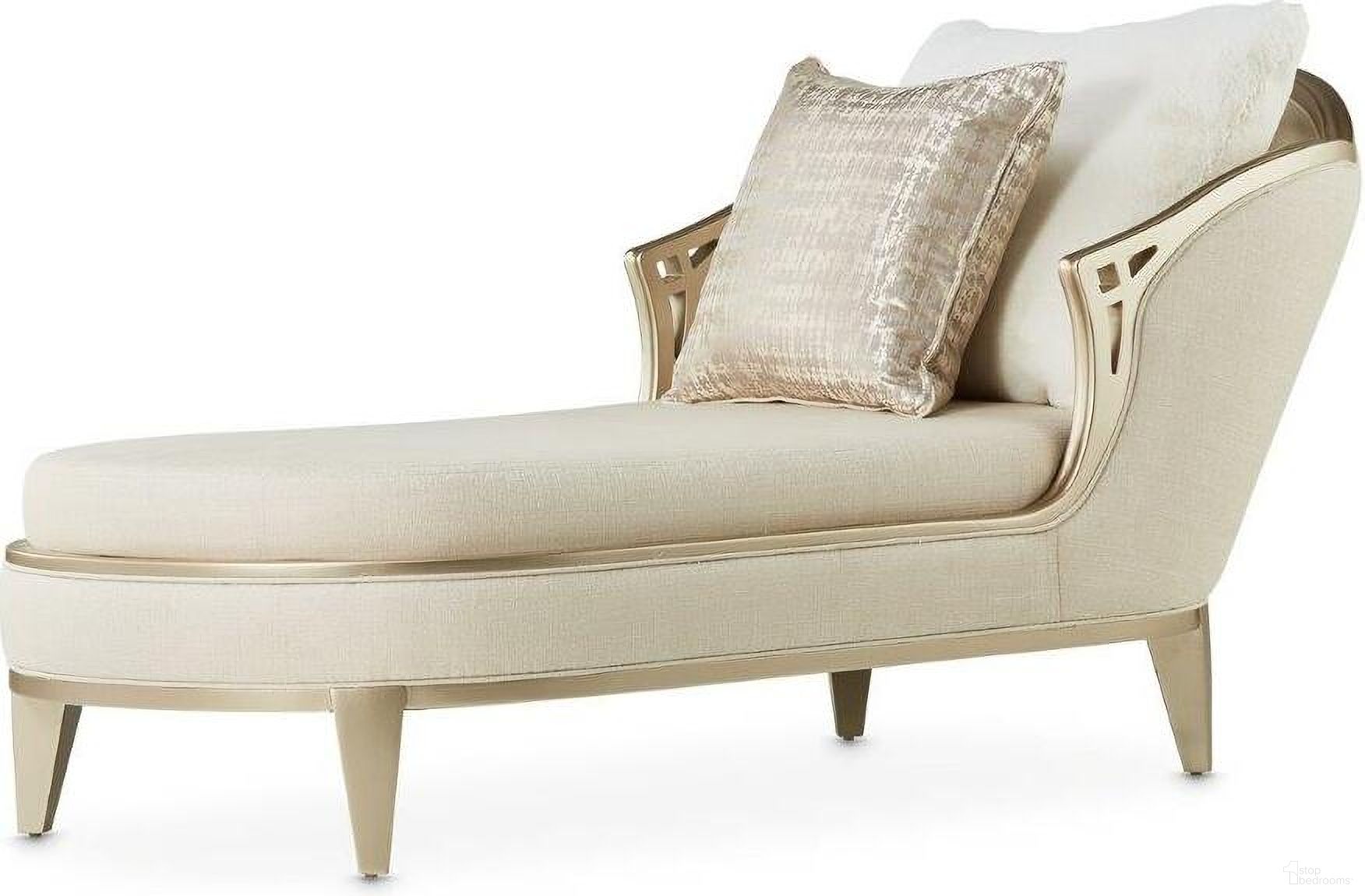 The appearance of Villa Cherie Chaise In Pearl/Caramel designed by Michael Amini in the modern / contemporary interior design. This caramel piece of furniture was selected by 1StopBedrooms from Villa Collection to add a touch of cosiness and style into your home. Sku: N9008845-PEARL-134. Material: Polyester.