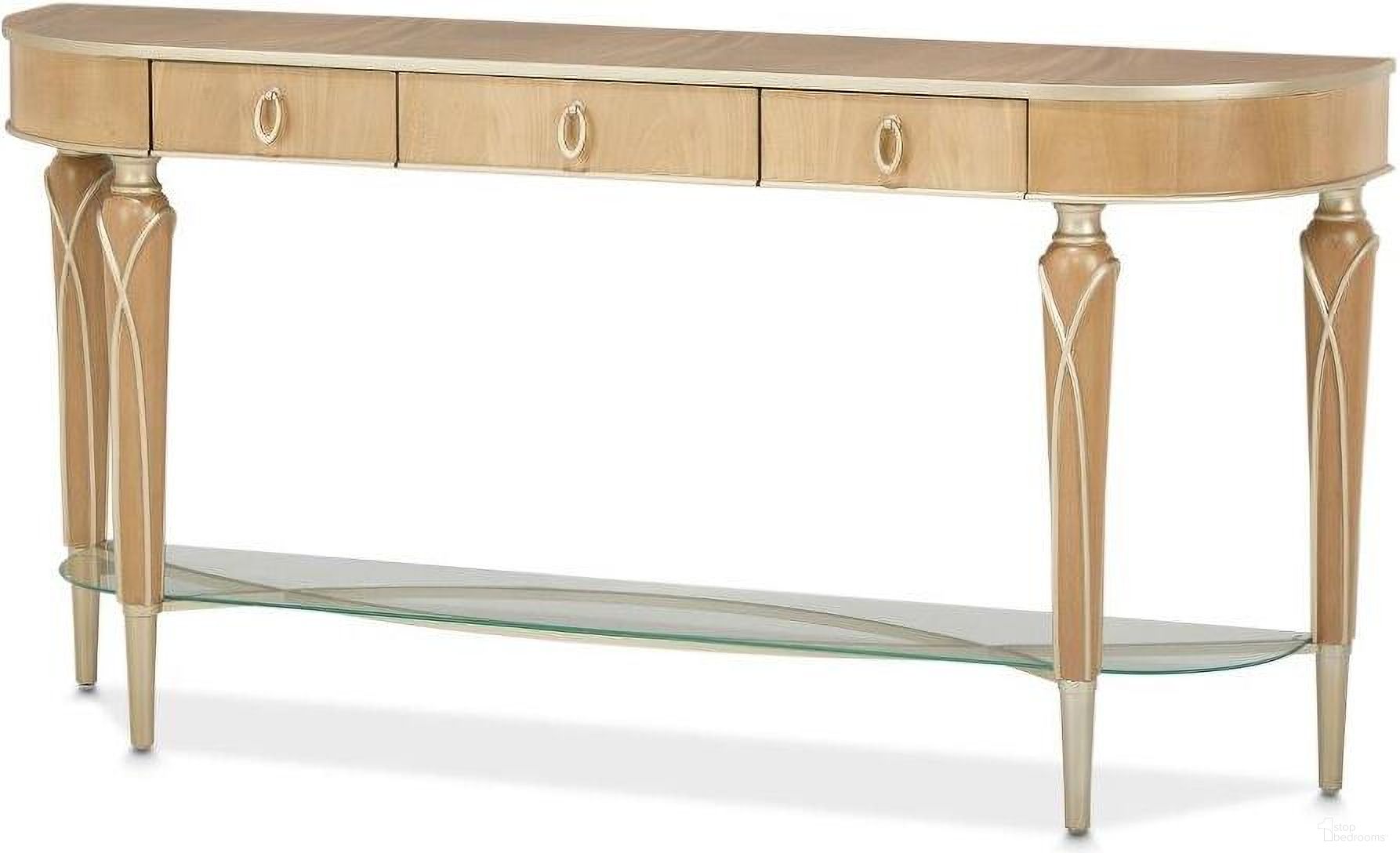 The appearance of Villa Cherie Console Table In Caramel designed by Michael Amini in the transitional interior design. This caramel piece of furniture was selected by 1StopBedrooms from Villa Collection to add a touch of cosiness and style into your home. Sku: N9008223-134. Material: Polyester.