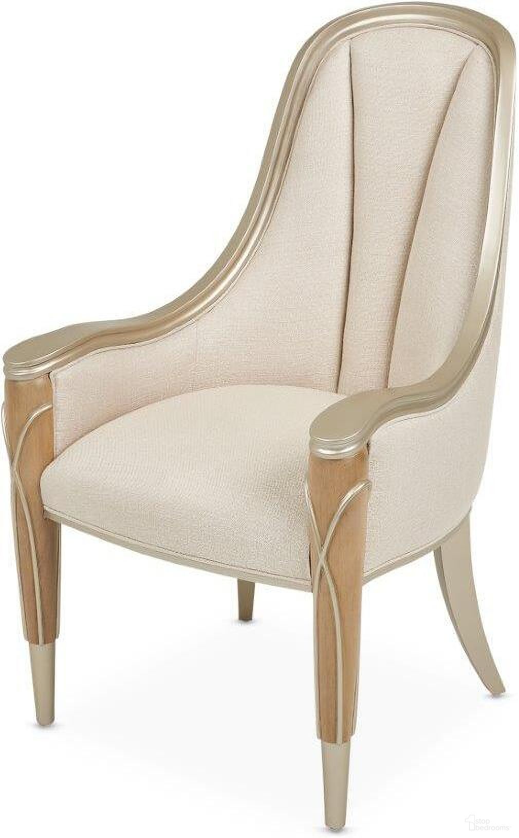 The appearance of Villa Cherie Dining Arm Chair In Caramel designed by Michael Amini in the transitional interior design. This caramel piece of furniture was selected by 1StopBedrooms from Villa Collection to add a touch of cosiness and style into your home. Sku: N9008004-134. Material: Polyester. Chair Type: Arm Chair.