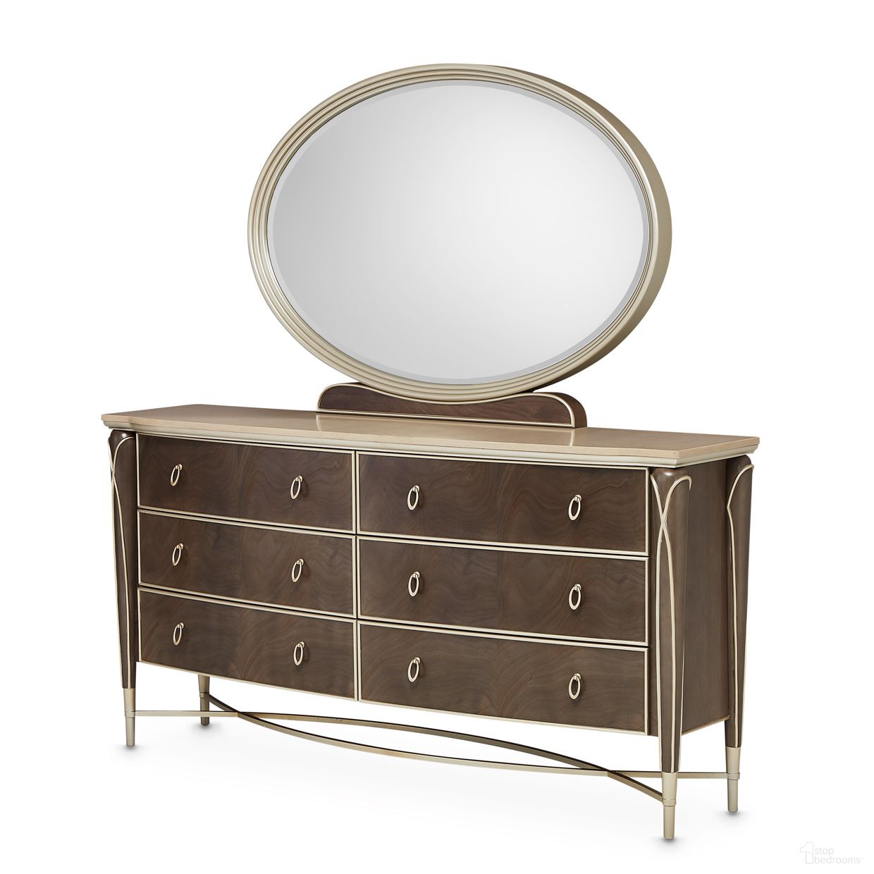 Villa Cherie Dresser With Mirror In Hazelnut