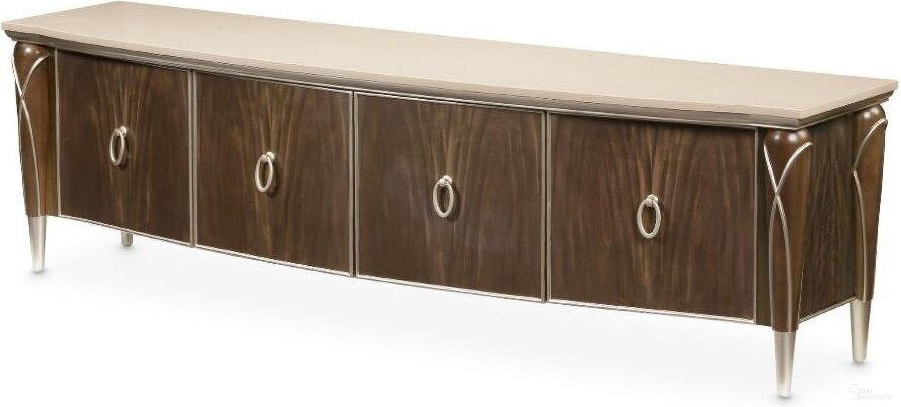 The appearance of Villa Cherie Media Cabinet In Hazelnut designed by Michael Amini in the transitional interior design. This hazelnut piece of furniture was selected by 1StopBedrooms from Villa Collection to add a touch of cosiness and style into your home. Sku: N9008081-410. Material: Polyester.