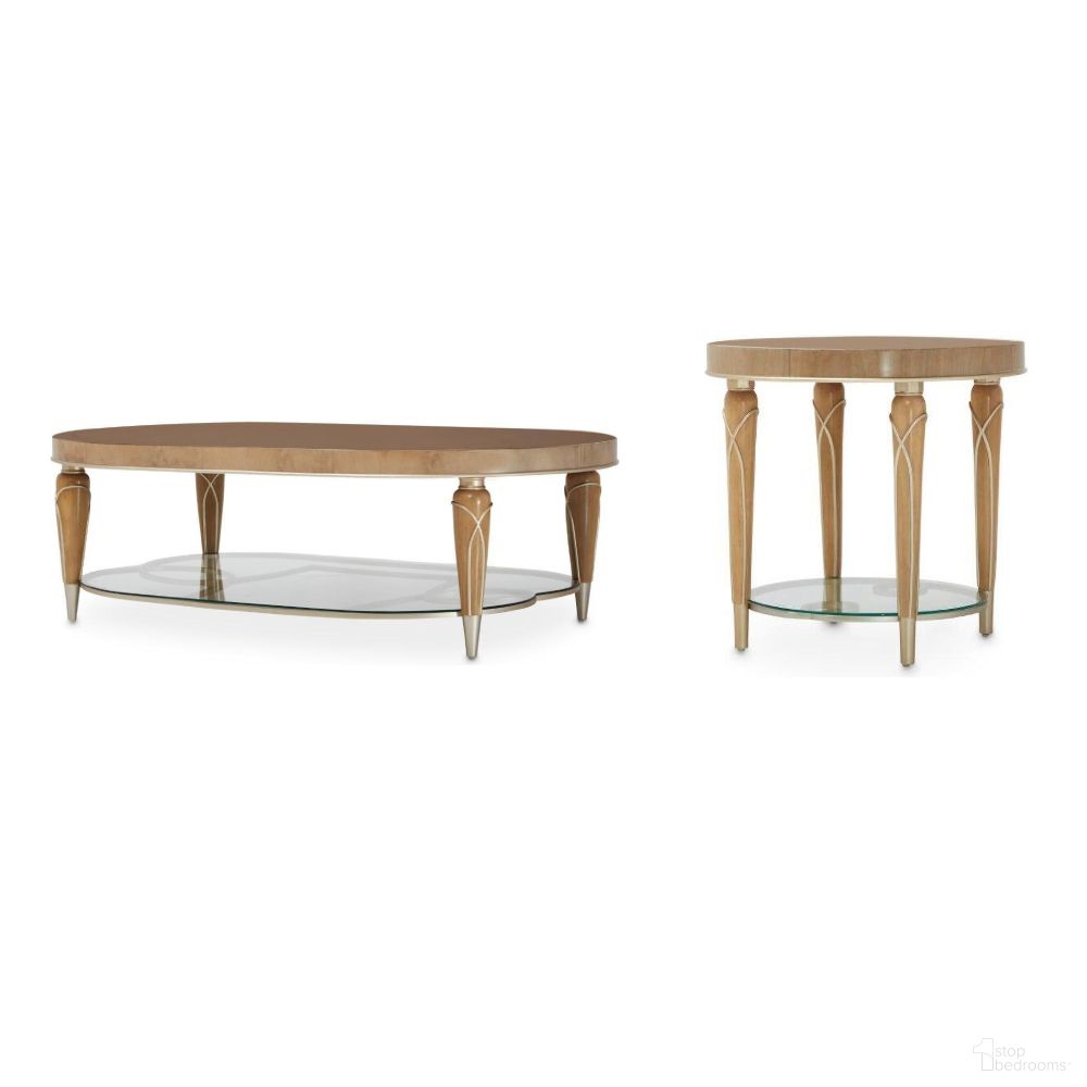 The appearance of Villa Cherie Occasional Table Set In Caramel designed by Michael Amini in the transitional interior design. This caramel piece of furniture was selected by 1StopBedrooms from Villa Collection to add a touch of cosiness and style into your home. Sku: N9008201-134;N9008202-134. Material: Glass.