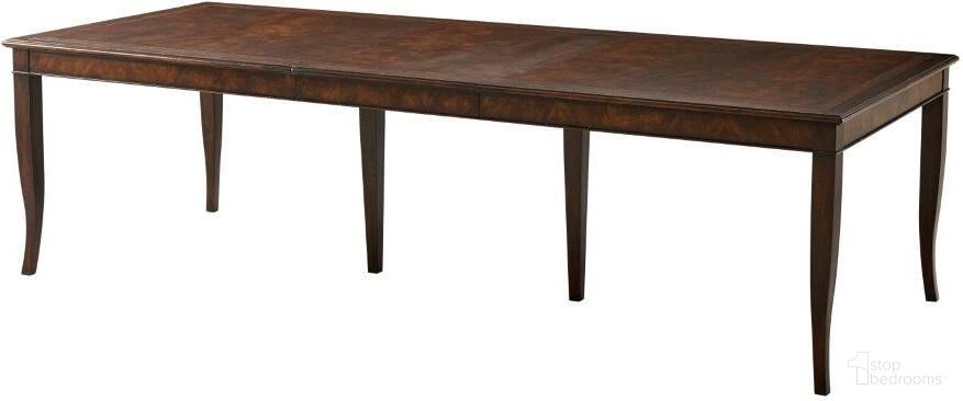 The appearance of Villa Olmo Dining Table designed by Theodore Alexander in the transitional interior design. This  piece of furniture  was selected by 1StopBedrooms from Brooksby Collection to add a touch of cosiness and style into your home. Sku: 5405-259. Table Base Style: Legs. Material: Wood. Table Top Shape: Rectangular. Size: 44" x 108".